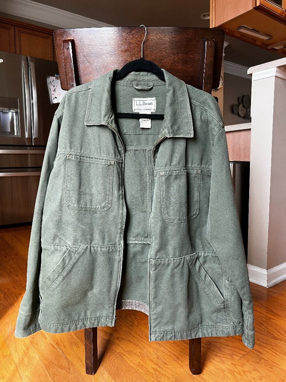 L.L. Bean Vintage Canvas Field Jacket Men L Green Corduroy Trim Utility Barn NWO